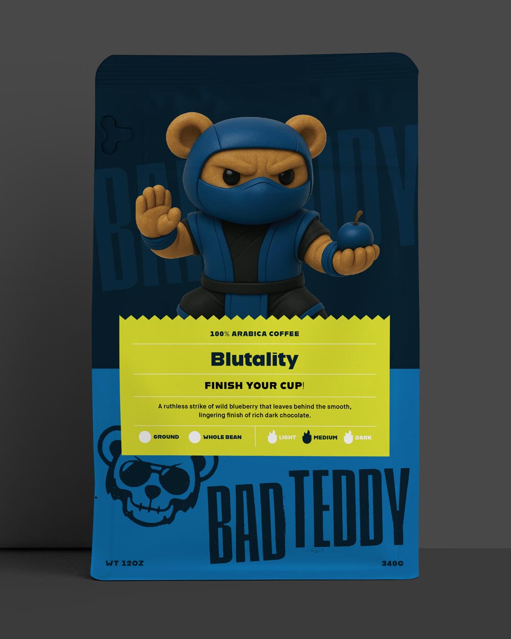 Bad Teddy Blutality Blueberry-Chocolate Coffee bag front